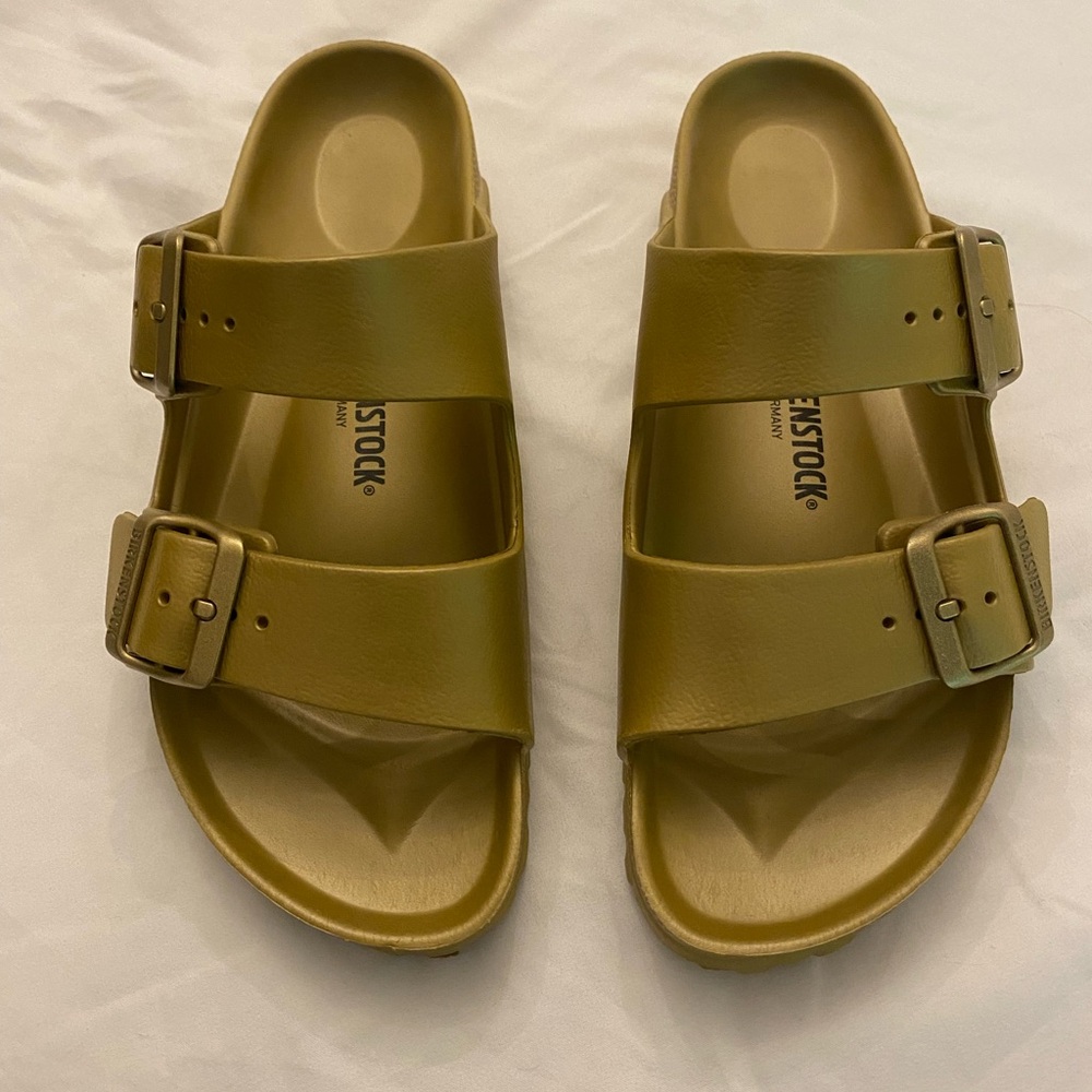 Birkenstock Arizona EVA sandals gold size 7 EU 38 LIKE NEW